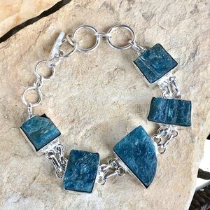 Raw apatite double link toggle bracelet NWT
